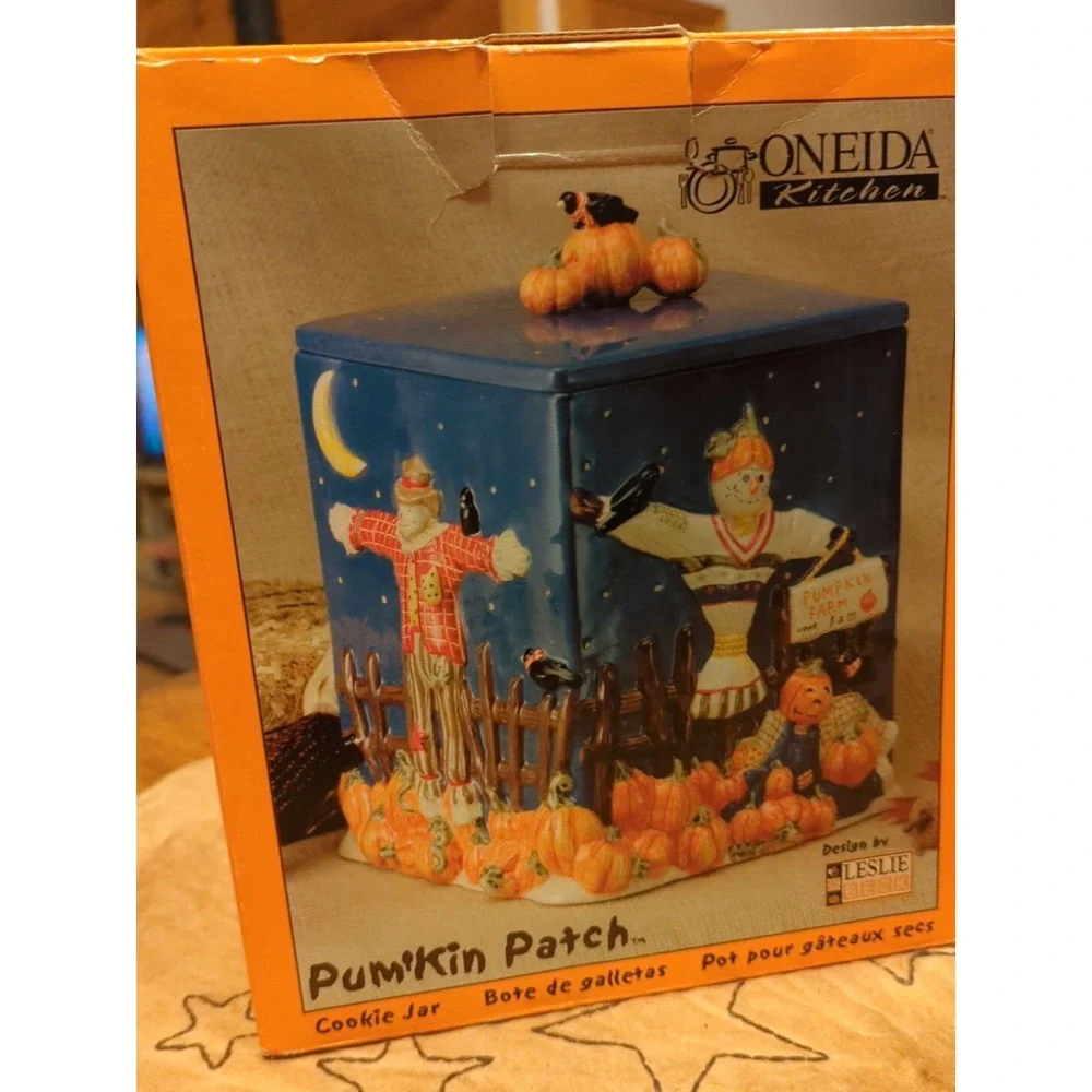 Very Rare Pumpkin Leslie Beck Oneida Kitchen Pum'kin Patch Ceramic Cookie Jar